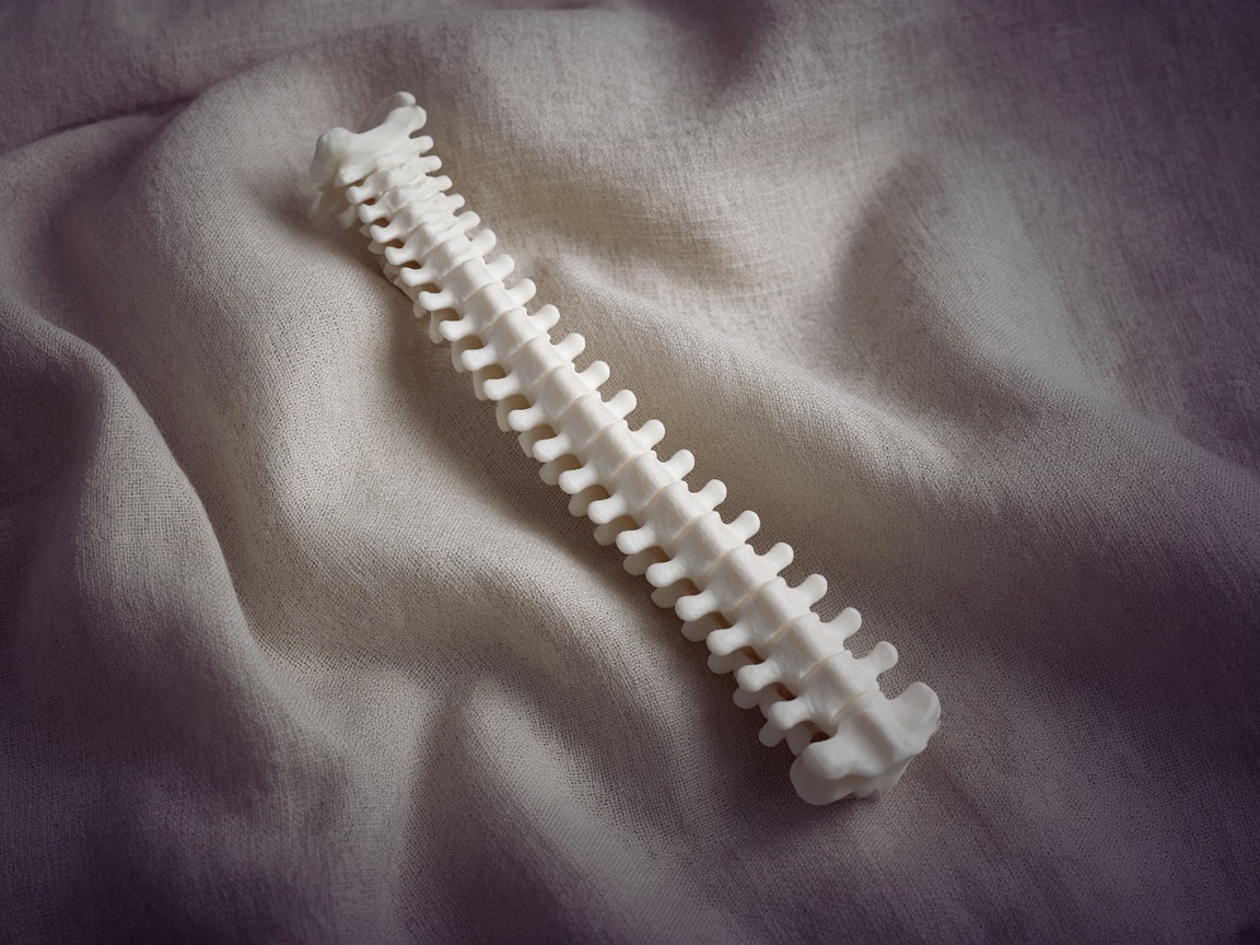 White spine model still life on soft linen